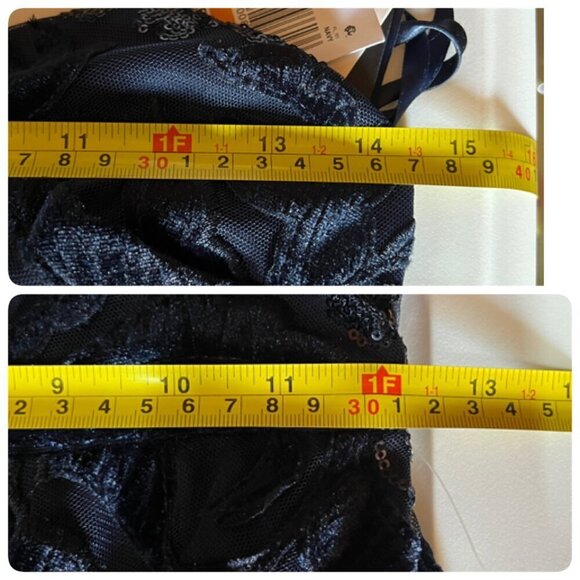 City Studio Womens Juniors Sz 3/4 Sequined Short Fit Flare Dress Navy - Picture 10 of 10